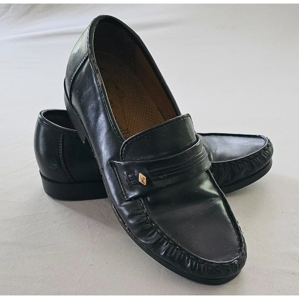Chancellors Men’s Comfort Loafers Size 9.5 Black Slip On Dress Moc Toe Classic